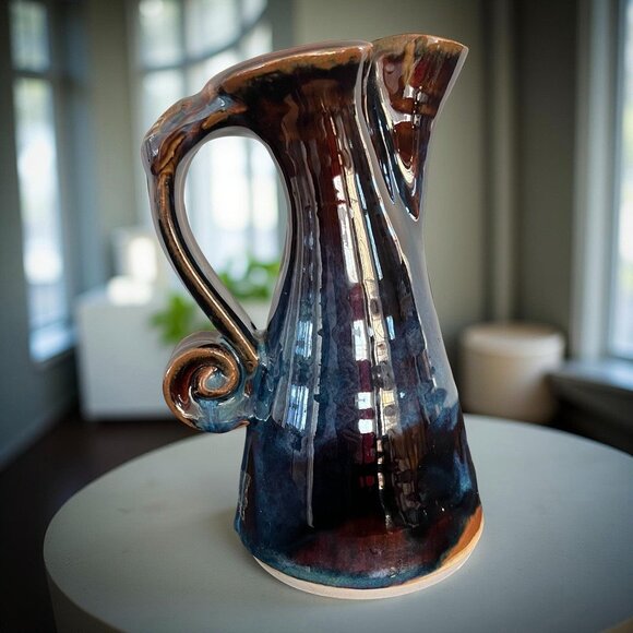 Irish COLM DE RIS Pitcher Jug Vase Irish Studio Art Pottery Celtic Ireland 7-1/2 - Picture 3 of 13